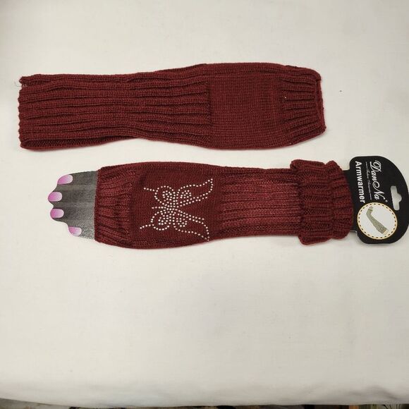 RED Arm Warmers with Butterfly Motif One Size - Picture 4 of 5